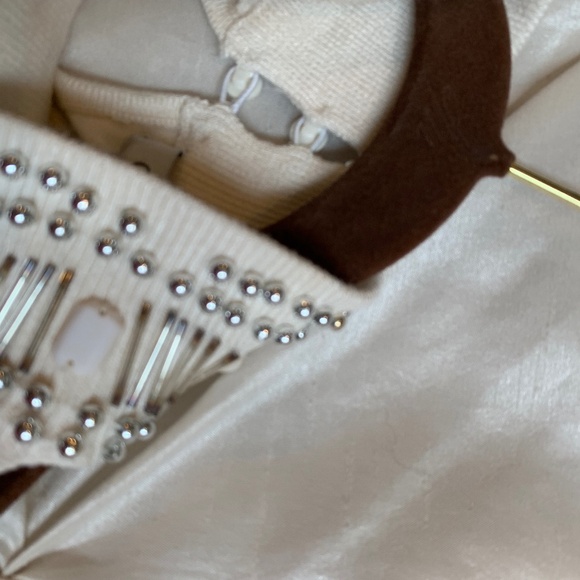 Cache Ivory Embellished Sleeveless Sweater sz L - Picture 7 of 8